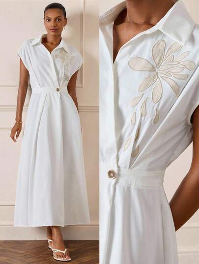 Lilora Gaun Midi Bordir Elegan Premium Wanita, Gaun Elegan Serbaguna Kelas Atas, Cocok Untuk Bepergian, Kasual Sehari-hari, Jalan-jalan, Pertemuan, Kencan, Pesta, Santai, Tamasya, Liburan, Musim Gugur, Musim Dingin, Perjalanan Liburan