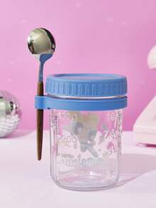 THE POWERPUFF GIRLS X POKOJA LAND 350ml Oatmeal Glass Cup With Lid And Spoon, Measuring Breakfast Container, Portable Milk, Salad, And Yogurt Cup - View 9