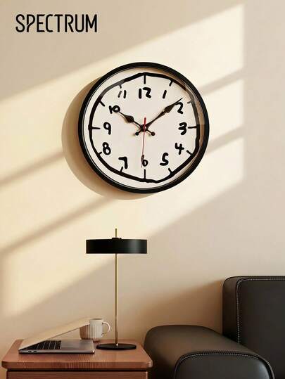 Minimalist Sketch Wall Clock, Silent Non-Ticking Round Decorative Wall Clock, Abstract Hand Drawn Numerals Clock For Bedroom Living Room Office Modern Home Interior Decor