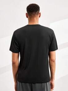 Men's Quick-Dry Breathable Mesh Short Sleeve T-Shirt, Fitness Running Sports Top - Black - View 2