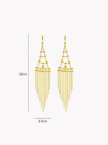 Opalesca Fashion Triangular Fringed Ladies Ear Hanging - Gold - View 10