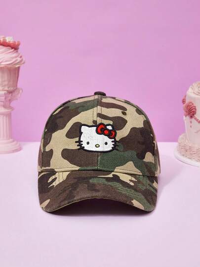 HELLO KITTY AND FRIENDS | Joivida Topi Baseball Kamuflase Wanita dengan Bordir Kartun, Desain Gaya Jalanan, Ukuran Dapat Disesuaikan, Ringan & Bernapas, Topi Luar Ruangan Bergaya untuk Pemakaian Sehari-hari, Perjalanan, Olahraga, dan Liburan