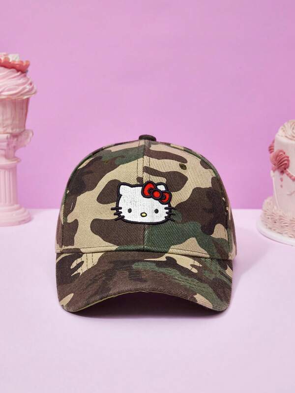 HELLO KITTY AND FRIENDS | Joivida Topi Baseball Kamuflase Wanita dengan Bordir Kartun, Desain Gaya Jalanan, Ukuran Dapat Disesuaikan, Ringan & Bernapas, Topi Luar Ruangan Bergaya untuk Pemakaian Sehari-hari, Perjalanan, Olahraga, dan Liburan