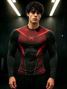 GymBeat Men's Spider Print Raglan Long Sleeve Sports T-Shirt - Multicolor - View 3