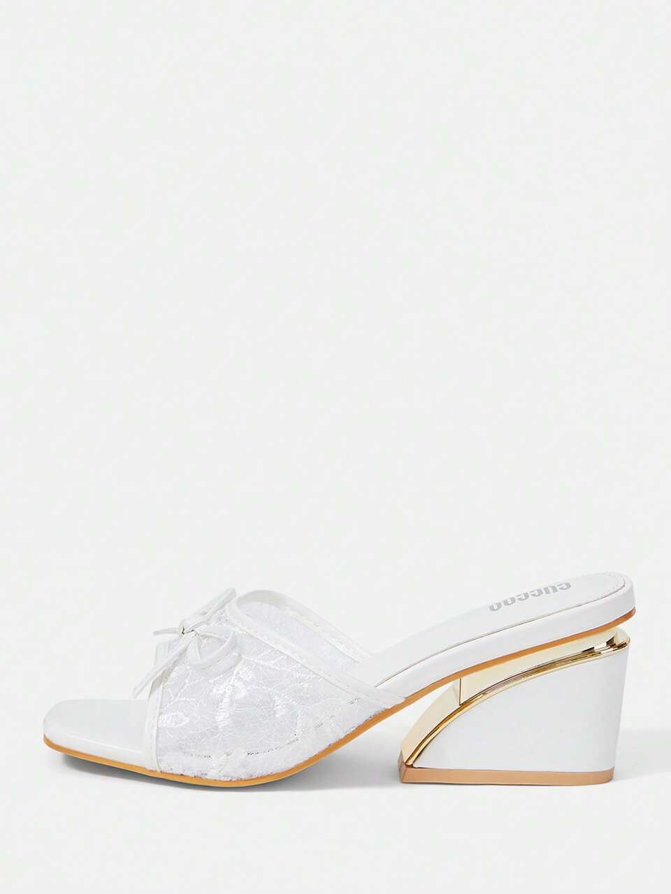 CUCCOO HITCHD Girl Style Lace One-Strap Slides, White Embroidered Mesh Upper With Small Bow, Matches Light-Colored Dresses, Fresh And Healing Summer Women's Shoes
