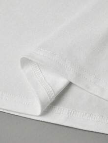 Omancia Camiseta de mujer de unicolor con escote en V, minimalista y de moda, adecuada para el verano - Blanco - Ver 6