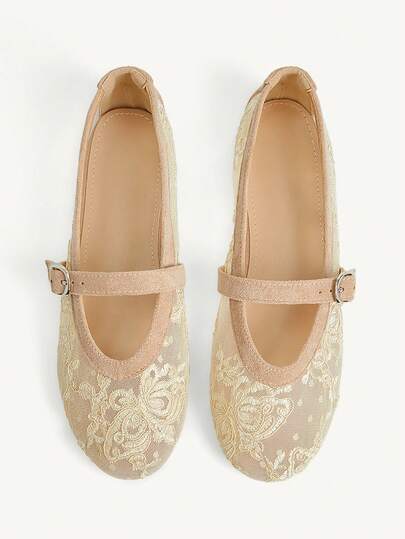 CUCCOO CHICEST Retro Jacquard One-Word Button Mary Jane Shoes, Shallow Mouth Flat-Bottomed Temperament Fashionable Ballet Shoes, Comfortable Daily Commuting Shoes