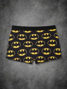 BATMAN X SHEIN Women's Cartoon Print Elastic Waist Boyshort Panties - Black - View 2