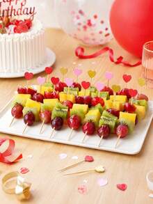 100 Pieces Of Cake Sticks, Fruit Sticks, In Various Colors, Decorative Party Cake Sticks, Suitable For Decorating Various Cakes, Desserts, Fruit Platters And For Party And Gathering Decorations. - View 2