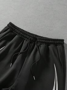 ROMWE MEN Men's All-Season Gothic Print Long Pants - Black - View 2
