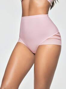 SHAPORA 女款網格拼接高腰休閒日常塑形三角內褲 - 淺粉色 - 查看 4