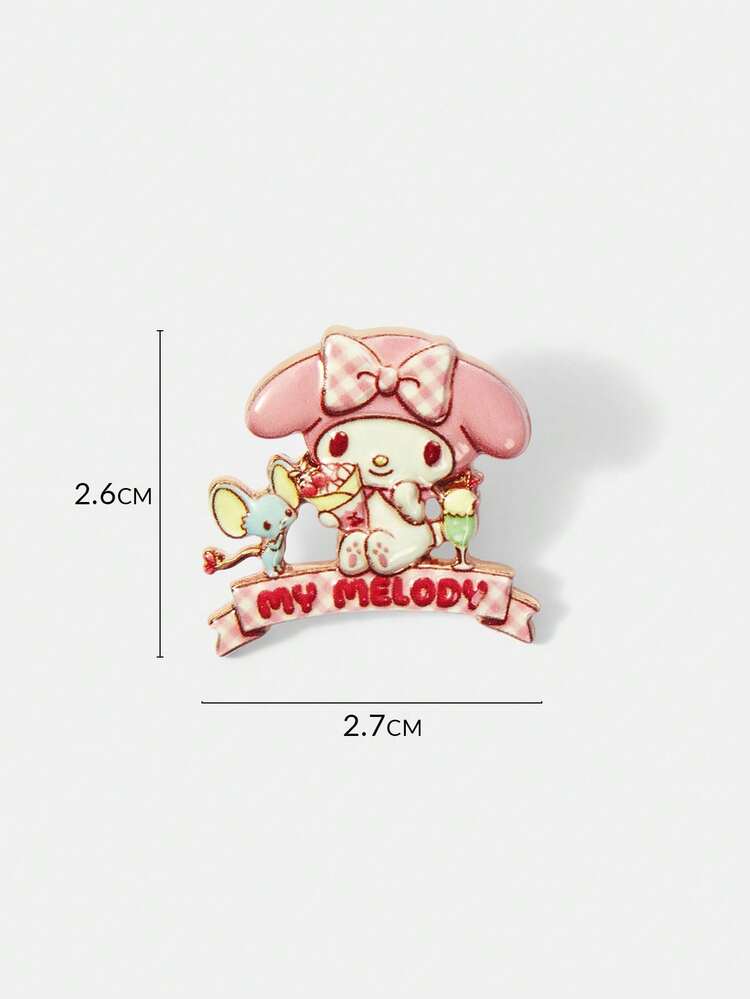 HELLO KITTY AND FRIENDS | SHEIN 一對新款創意卡通動物圖案印花胸針，IP聯名設計，可愛個性化，簡約大方 - 粉色 - 查看 9