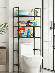 1Pc 3-Tier Freestanding Bathroom Storage Shelf, No Drill Washing Machine Top Organizer, Multi-Layer Household Space Saving Storage Rack - Multicolor - View 2