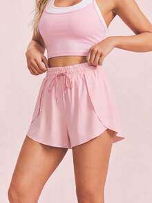 SHEIN Sovereign Charm Women's Minimalist Versatile Drawstring Waist Sports Shorts For Fitness - Multicolor - View 5