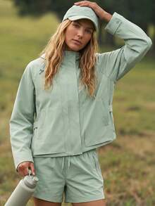 Exploreva Exploreva Women's Raglan Sleeve Hooded Casual Jacket - Mint Green - View 3