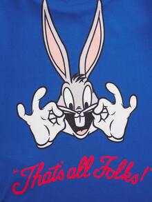 LOONEY TUNES X SHEIN 小男孩卡通印花T恤短褲套裝 - 藍色 - 查看 6