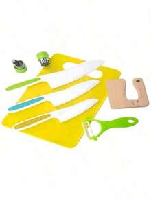 10 Montessori Kitchen Utensils, A Real Cooking Knife Set, Including ABS Knives, Cutting Board, Sandwich Cutter, Peeler, Suitable As A Birthday Gift - Multicolor - View 8