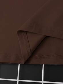 NEOREFINED Men's Solid Color Round Neck Short Sleeve T-Shirt - Coffee Brown - View 3