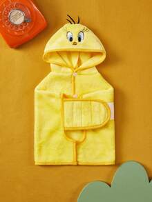 LOONEY TUNES X PETSIN 1pc Multi-Functional Yellow Bird Pet Blanket For Cats And Dogs, Warm & Comfortable, Also Thick Absorbent Bath Towel For Autumn/Winter, Great For Couch, Bed, Travel, A Cozy Gift For Birthday Or Anniversary - Yellow - View 1