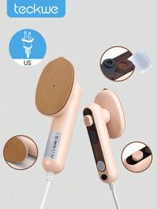 Teckwe Mini Plancha, Sin Vapor, Plancha de Ropa Portátil, Calentamiento Rápido, Ultra Ligera, Esencial para Viajes, Dormitorios Universitarios, Hogar-Enchufe EE. UU. - Rosa - Ver 1