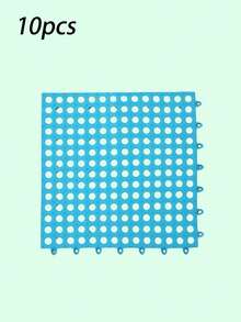 10 Pieces Per Set, Multi-Color Hollow Plastic Waterproof Pool Mats, Interlocking Floor Tiles With Drainage Holes, Anti-Slip Shower Mats, Bathroom Accessories, Colorful Grid Mats Suitable For Terraces, Balconies, Dog Kennels And Poultry Farms - multicolor - View 28