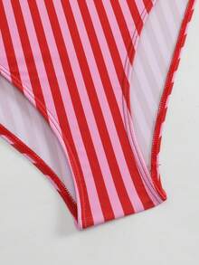 Swim SXY 夏季新款女款 2 件式海灘套裝，含一件式上衣、漸層編繩細肩帶、側綁帶海灘裙比基尼 3 件套 - 粉色 - 查看 5