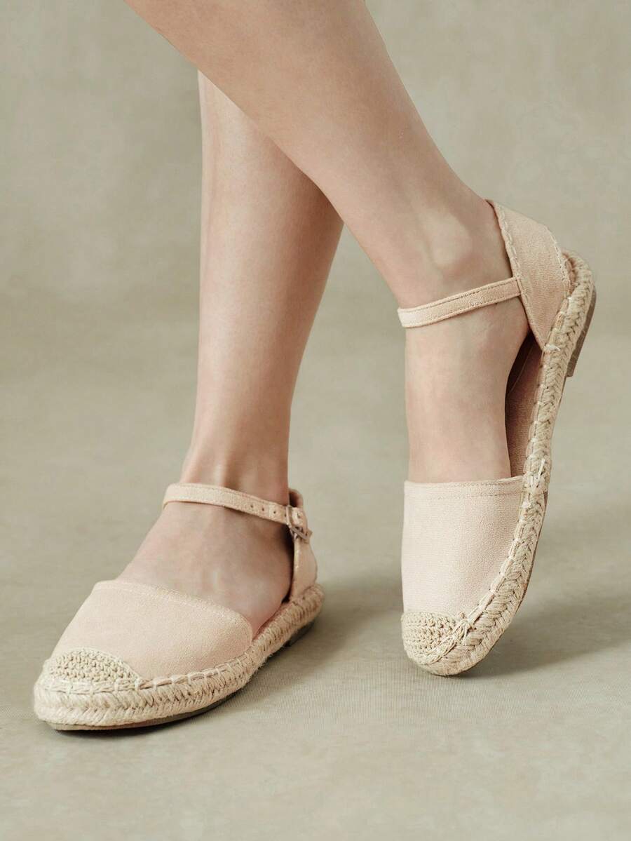 Styleloop Señoras, Cordel de Paja, Hebillas, Tacones de Lamé, Bailarinas de Plataforma. - Albaricoque - Ver 1