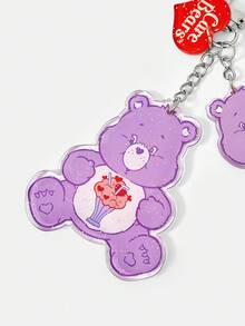 SHEIN X Care Bears 卡通壓克力鑰匙圈，適合學生書包與通勤包裝飾配件 - 紫色 - 查看 4