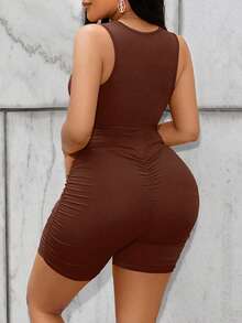 SOLERSUN Women's Tight-Fitting Twist Cutout Knot Ruched Side - Brown - View 3