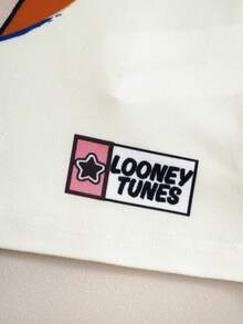 LOONEY TUNES X SHEIN Tween Girl Letter Cartoon Print Casual Daily Short Sleeve T-Shirt - Multicolor - View 6