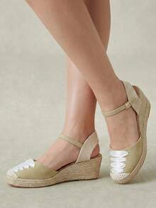 Styleloop 2026 Models, Summer New Straw Hemp Rope Wedge Heel Closed Toe Sandals Women's Casual High-Heeled Women's Shoes Fall Shoes - Multicolor - View 2