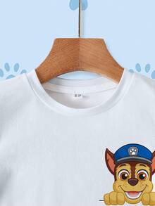 SHEIN | PAW Patrol Young Boy Crew Neck Short Sleeve Casual Versatile T-Shirt - White - View 5
