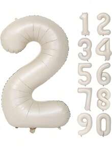 POKOJA LAND Cream White Number Helium Foil Balloons, Birthday Party Decorations, Christmas - Cream White 32in - View 13