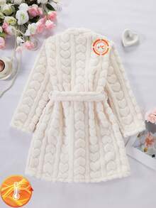 Áo choàng mặc nhà giữ ấm mùa đông cho bé gái tuổi teen - Màu be - Xem 2