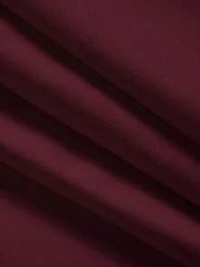 Fluxe Women's Regular Fit Solid Color Knit Long Sleeve Crew Neck T-Shirt Tight Tops Stand Collar Top - Burgundy - View 8