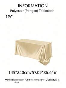 SHEIN 1件/2件裝緞面長方形桌布，白色/米色/香檳色/粉色，光滑聚酯纖維布料，適用婚禮裝飾、生日派對裝飾、週年紀念、新娘婚前派對、婚宴派對活動 - 彩色 - 查看 27