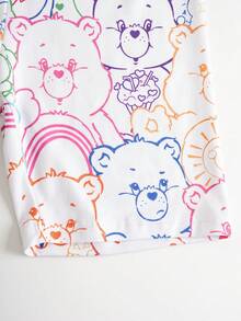 SHEIN X Care Bears 女款全印花休閒日常穿著緊身內搭褲 - 白色 - 查看 6