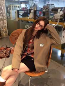 DAZY Women's Korean Style Loose Casual Long Sleeve Jacket With Lapel Collar Fall - Green - View 1