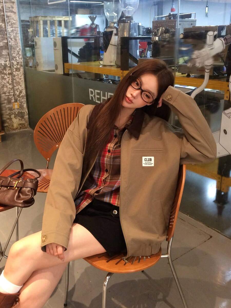 DAZY Women's Korean Style Loose Casual Long Sleeve Jacket With Lapel Collar Fall - Green - View 1
