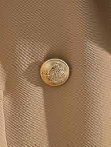 Franclia Women's New Coffee Color Blazer Vest Jacket - Khaki - View 8