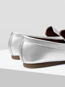 MOTF WOMEN'S NEW FRENCH VINTAGE FASHION COMFORTABLE FLAT BALLET LOAFERS, MINIMALIST CASUAL - Silver - View 7