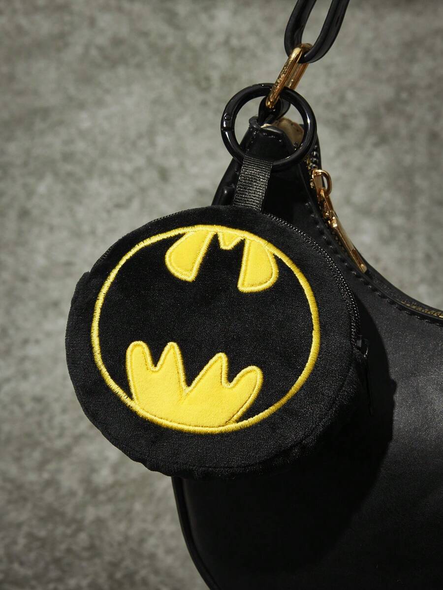 BATMAN X POKOJA LAND 1個聯名3D毛絨吊飾鑰匙圈,黑黃配色,圓形酷圖標設計,適用於包包、鑰匙、書包,適合所有年齡層,生日或週年紀念的酷禮物 - 黑色 - 查看 1