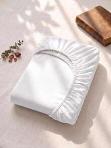 Cirelle 1pc Soft Solid Color Fitted Sheet - Breathable Polyester Mattress Cover With All-Around Elastic, Wrinkle & Fade Resistant Mattress Cover With Deep Pocket - White - View 1