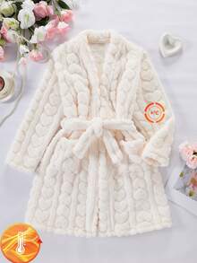 Áo choàng mặc nhà giữ ấm mùa đông cho bé gái tuổi teen - Màu be - Xem 5