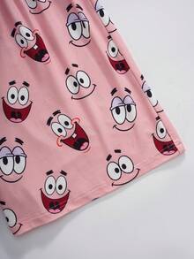SpongeBob SquarePants | SHEIN 女款卡通印花短袖上衣與短褲睡衣套裝 - 粉色 - 查看 7