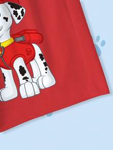 SHEIN | PAW Patrol 2pcs/Set Young Boy Contrast Color Cartoon Print Round Neck T-Shirt And Shorts Set - White - View 6