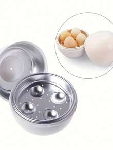 Teckwe Microwave Egg Cooker | Portable Large And Small Aluminum Egg-Shaped Steamers, Creative Egg Cooking Cups, Soft/Hard-Boiled Egg Maker, Compact Design For Quick Breakfast Preparation, Perfect For Offices, Dorms, And Small Kitchens. - White - View 3