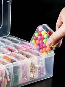 30pcs Set Of Transparent Plastic Storage Boxes, Including 1 Large Storage Box - Suitable For Storing Beads, Jewelry, Handmade Crafts And Various Small Items, Stackable Storage Containers, Organizing Supplies For Women, Essential Travel Items. - White - View 3