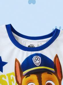 SHEIN | PAW Patrol 男童休闲圆领卡通字母印花短袖T恤，百搭日常穿着 - 白色 - 查看 6