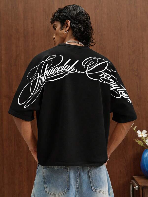 TOKVUE Kaos Pria American Vintage Script Oversized Heavyweight Lengan Pendek, Kaos Lengan Raglan Kerah Bulat, Gaya Jalanan American Vintage, Tulisan, Nuansa Kasual Jalanan, Anak Kota, Potongan Rapi, Pakaian Sehari-hari, Kasual untuk Perjalanan, Jalan-jalan di Kota, Gaya Jalanan Blogger, Pakaian Rapper, Festival Musik, Gaya Hip Hop, Gaya Minimalis Jalanan, Hadiah Liburan, Unisex, Pakaian Pasangan
